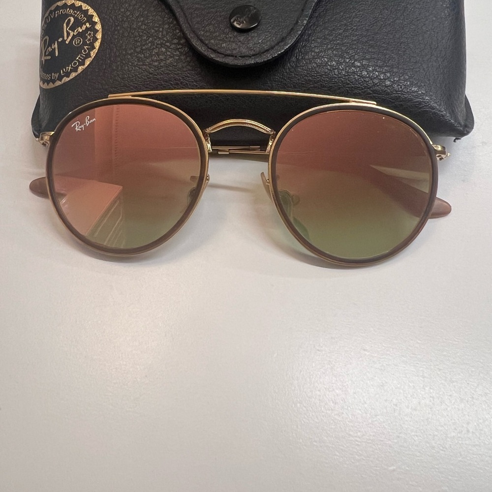 Ray-Ban Pink and Gold Round Aviator Sunglasses with case